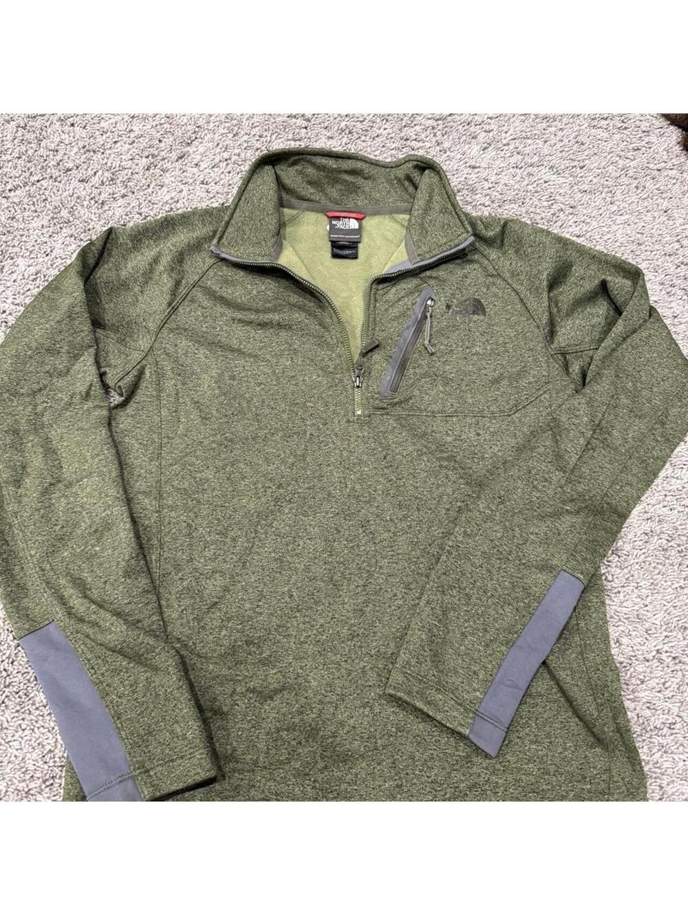 The North Face Men's Olive Green Quarter Zip Pullover Fleece Jacket S/P
